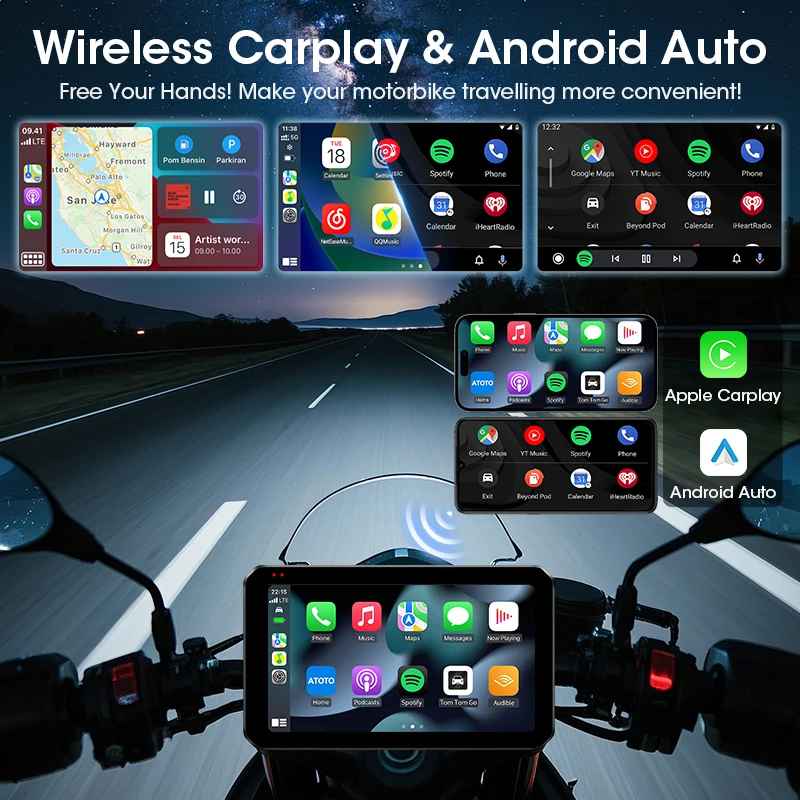 RiderAura™ Pro Motorcycle Display (CarPlay & Android Compatible)