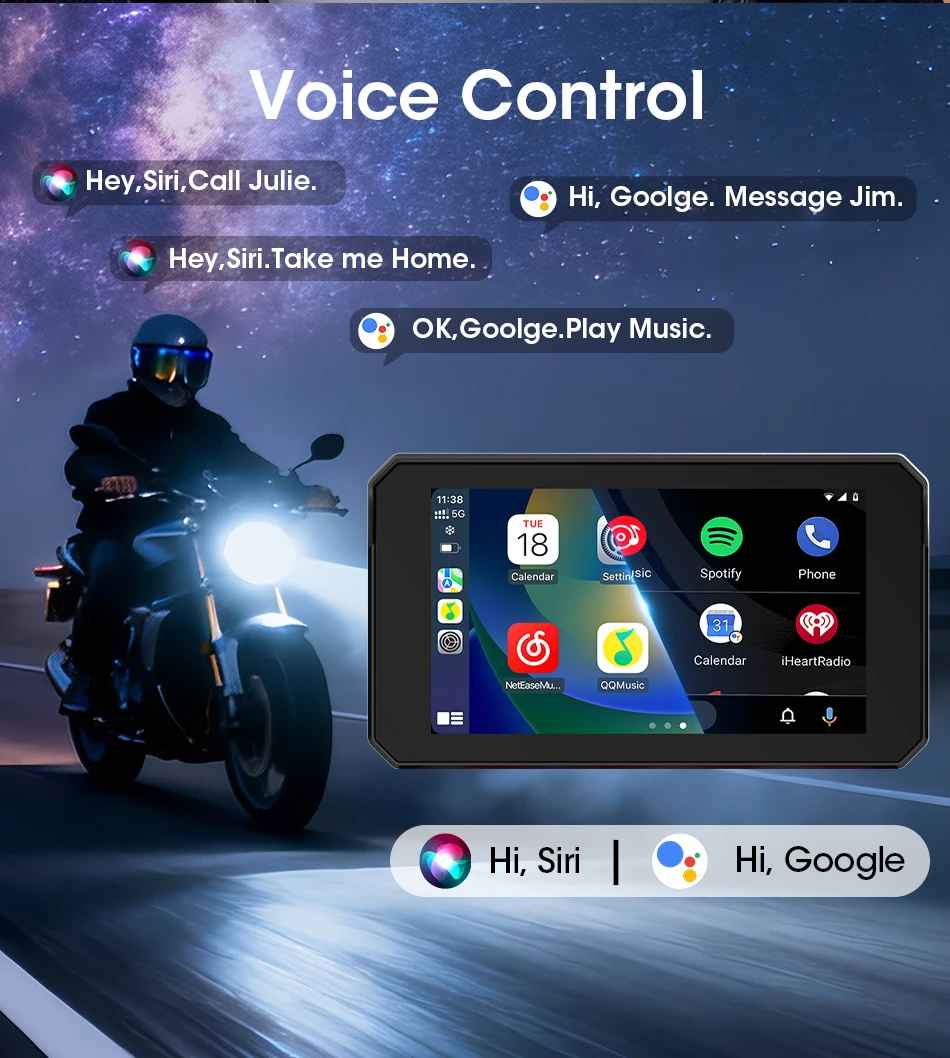 RiderAura™ Pro Motorcycle Display (CarPlay & Android Compatible)