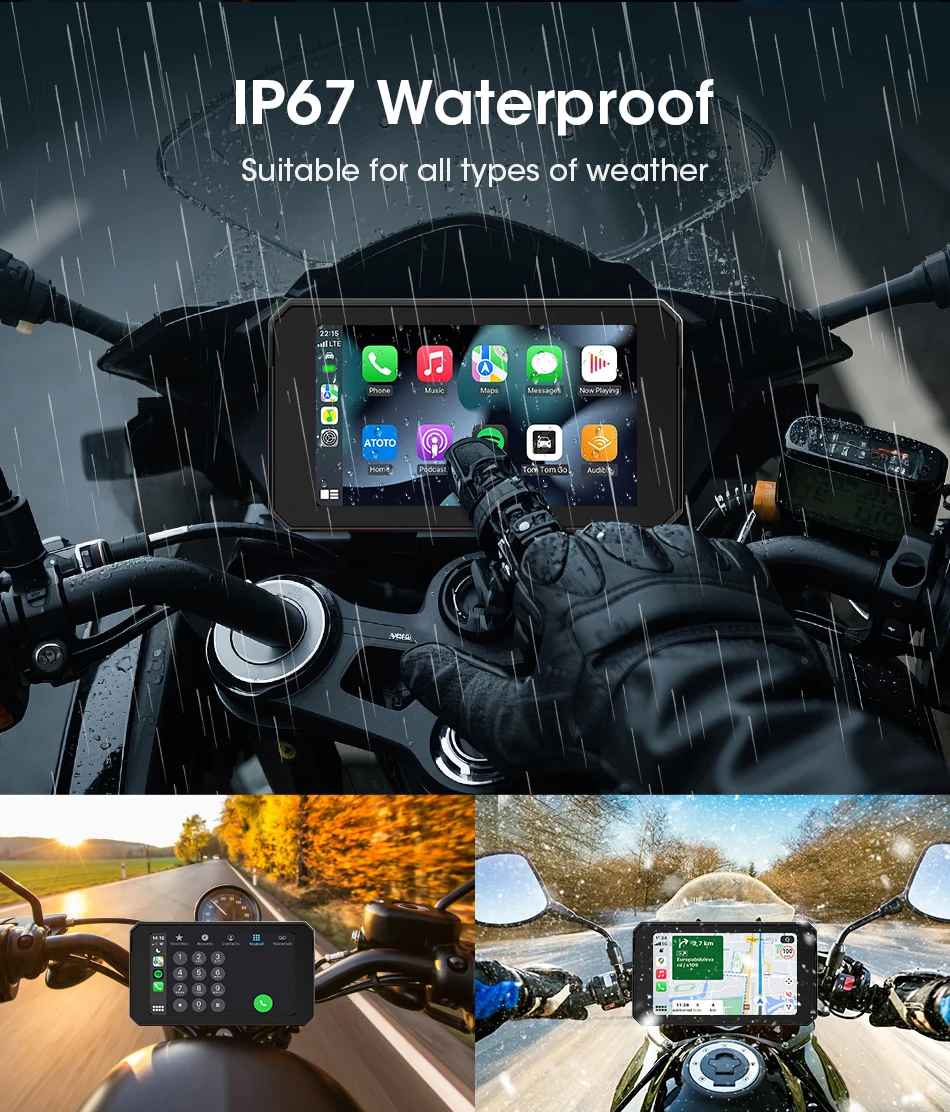 RiderAura™ Pro Motorcycle Display (CarPlay & Android Compatible)